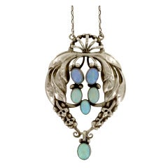 Georg Jensen Sterling Silver Opal Pendant Necklace
