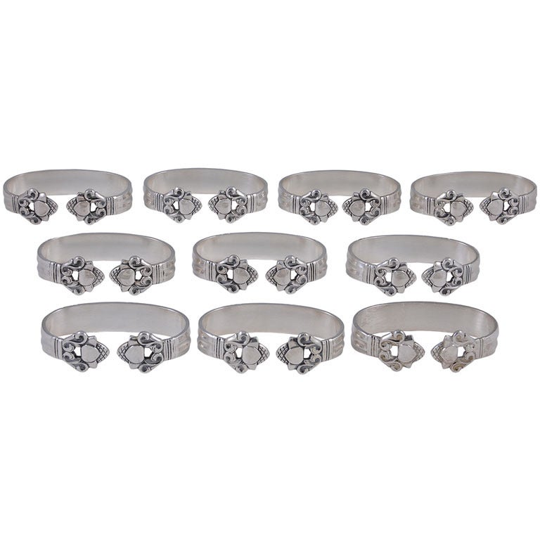 Set of Twelve Georg Jensen Acorn Napkin Rings