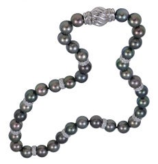 Black South Sea Pearl Necklace with Diamonds