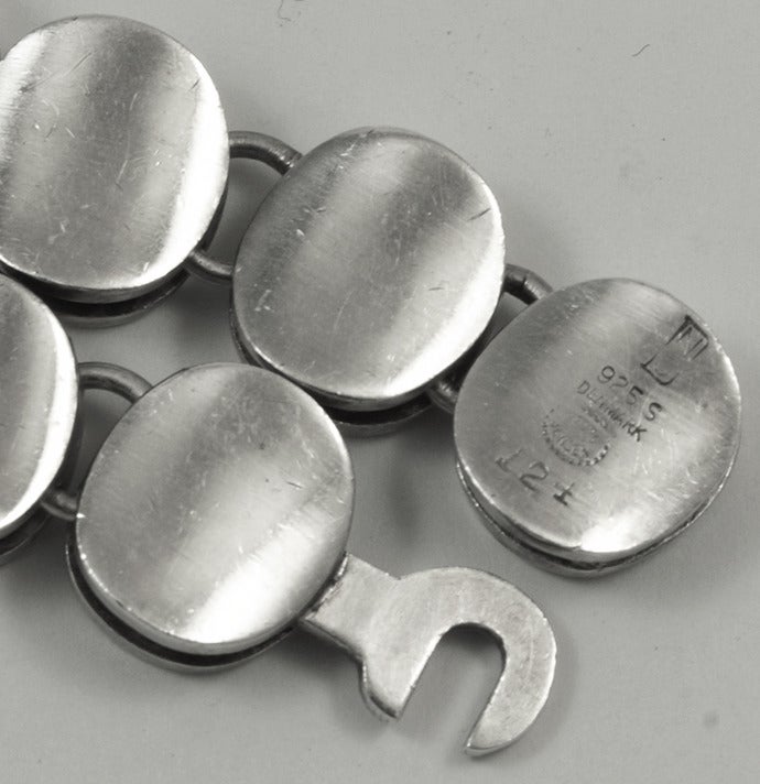 Georg Jensen sterling silver necklace No. 124.  This necklace was designed by Nana Ditzel in the 1950s.  The necklace measures 15 1/8