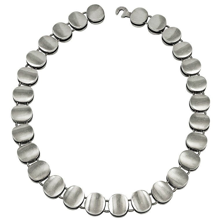 Georg Jensen Sterling Necklace No. 124 For Sale