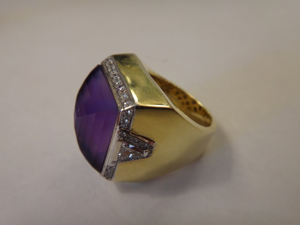 Fantasy Cut Amethyst Diamond Ring