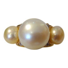 South Seas Pearl Golden Pearl Diamond Ring
