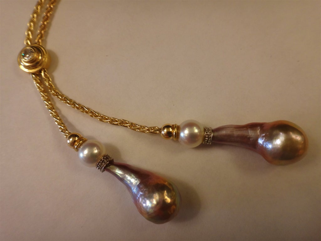 Baroque Kasumi "Comet" Pearl Lariet Necklace