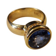 Blue Sapphire in Bezel Set "Leah" Ring