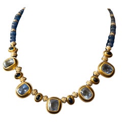 HEMMERLE Sapphire Diamond Gold Platinum Necklace