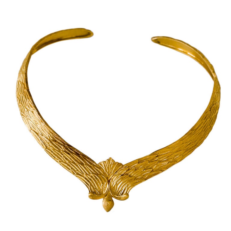 BUCCELLATI Gold Collar with Feather Pattern For Sale