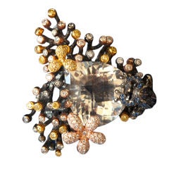 Crystal Sapphire Diamond Gold Frog Ring