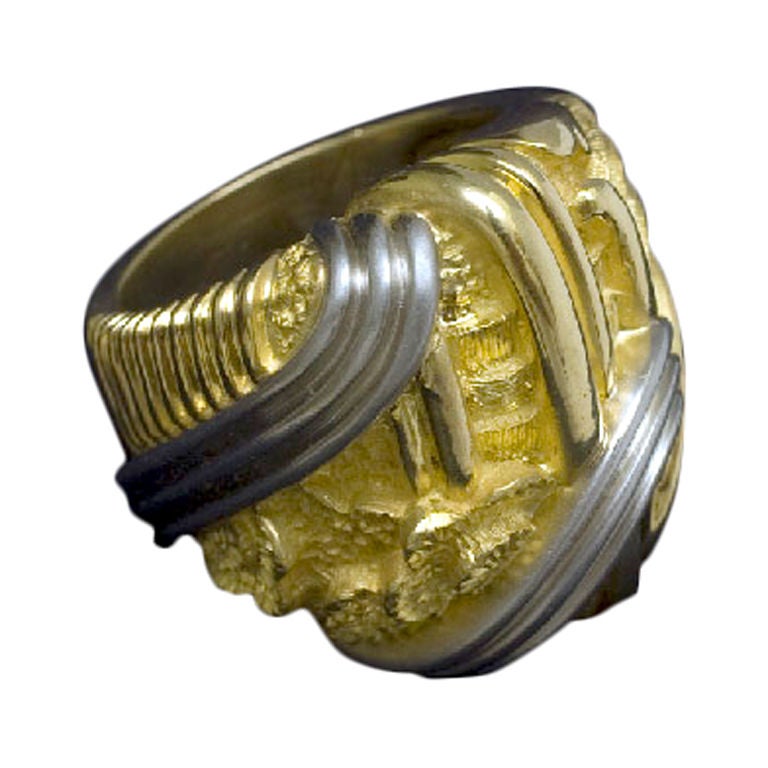 HENRY DUNAY Two Color Gold Ring For Sale