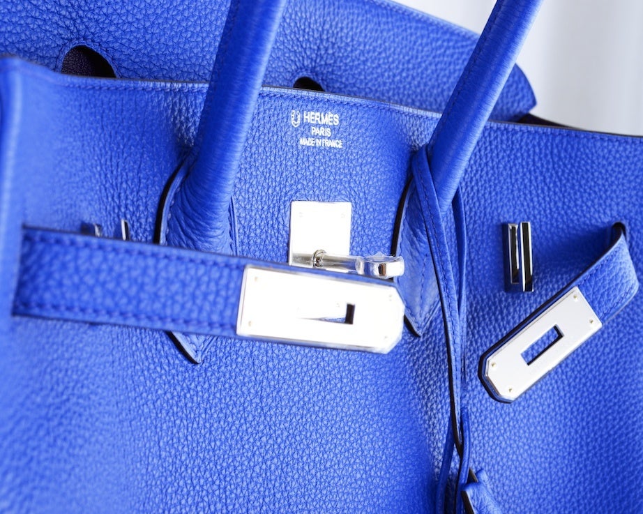 SO BI COLOR HORSESHOE HERMES BIRKIN BAG 35CM BLUE ELECTRIC IRIS 5