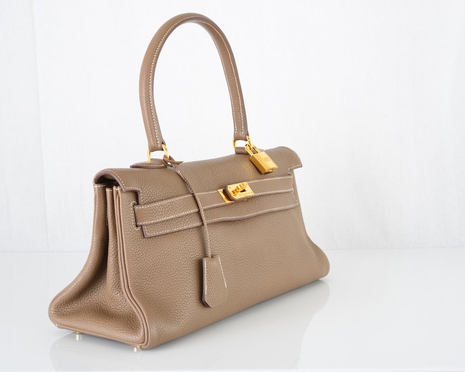 HERMES KELLY BAG JPG SHOULDER ETOUPE WITH GOLD HARDWARE 42CM 1