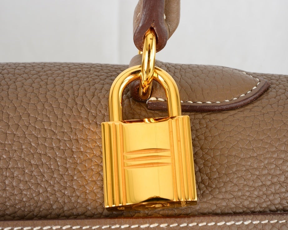 HERMES KELLY BAG JPG SHOULDER ETOUPE WITH GOLD HARDWARE 42CM 6