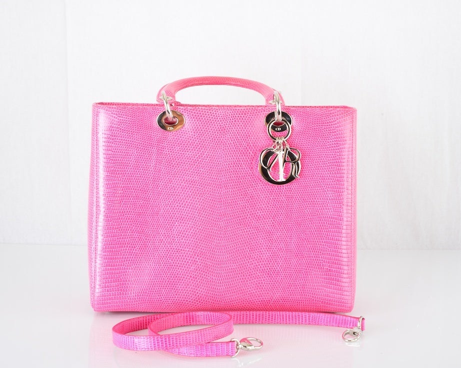 Women's THAT FAMOUS CHRISTIAN DIOR LADY DIOR PINK LIZARD BAG