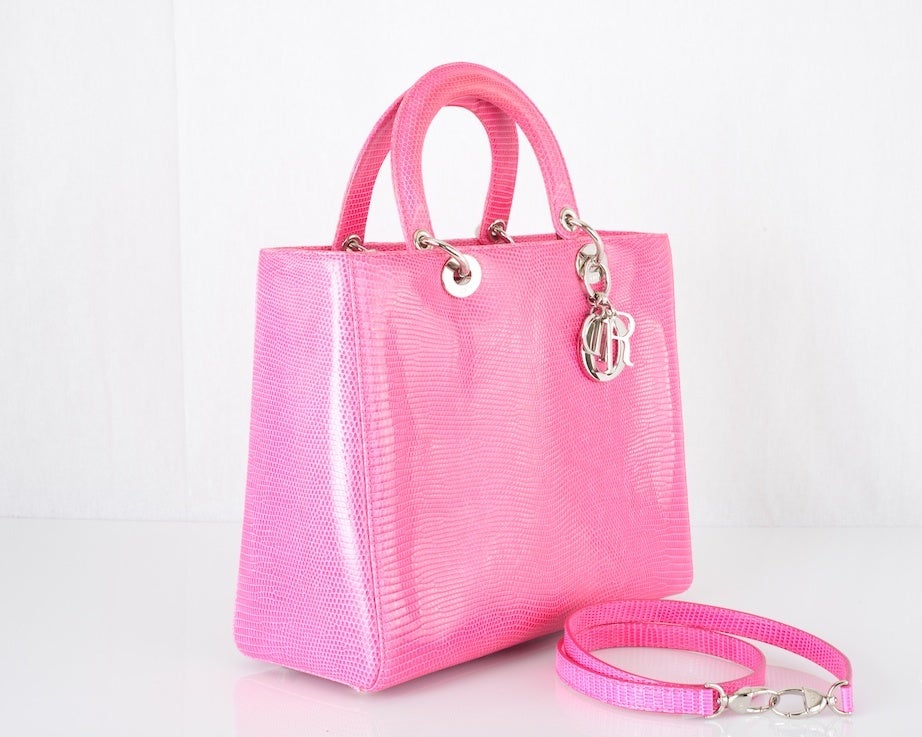 THAT FAMOUS CHRISTIAN DIOR LADY DIOR PINK LIZARD BAG 1