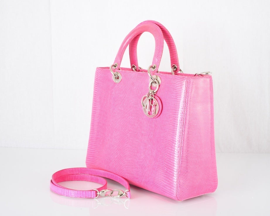 THAT FAMOUS CHRISTIAN DIOR LADY DIOR PINK LIZARD BAG 2