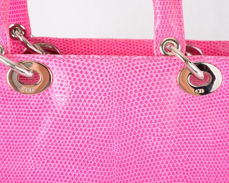 THAT FAMOUS CHRISTIAN DIOR LADY DIOR PINK LIZARD BAG 3