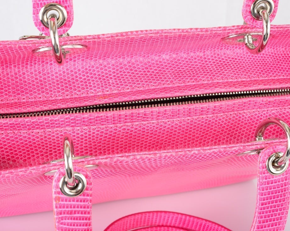 THAT FAMOUS CHRISTIAN DIOR LADY DIOR PINK LIZARD BAG 4