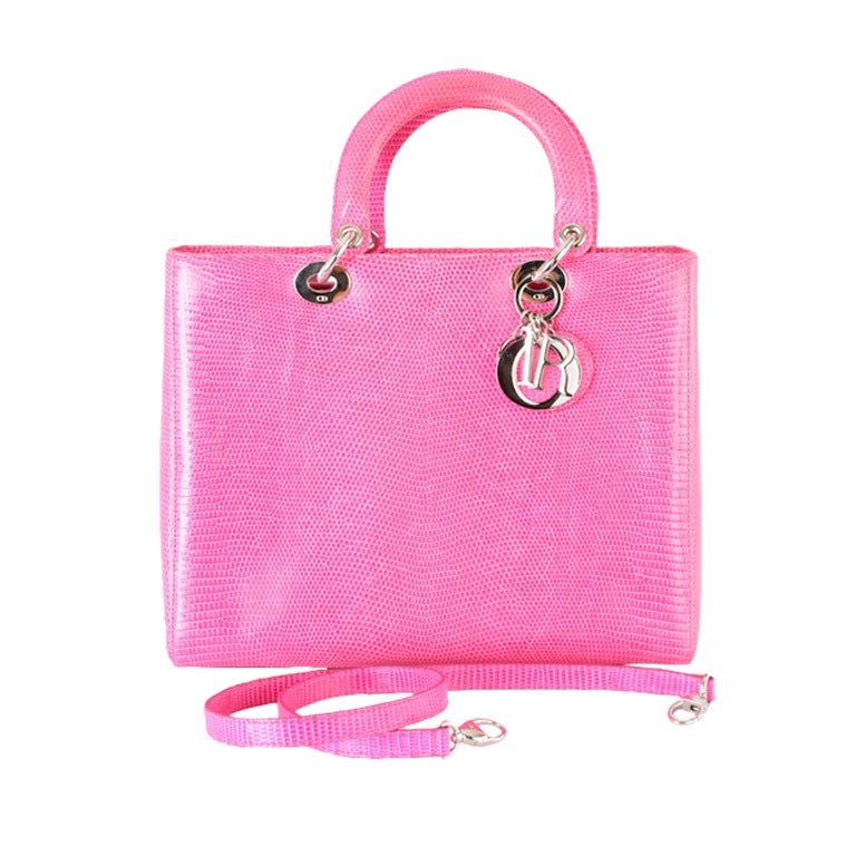 THAT FAMOUS CHRISTIAN DIOR LADY DIOR PINK LIZARD BAG