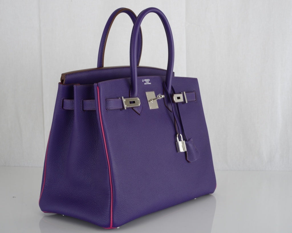 SPECIAL ORDER BI COLOR HERMES BIRKIN BAG 35cm 2 TONE IRIS W ROSE