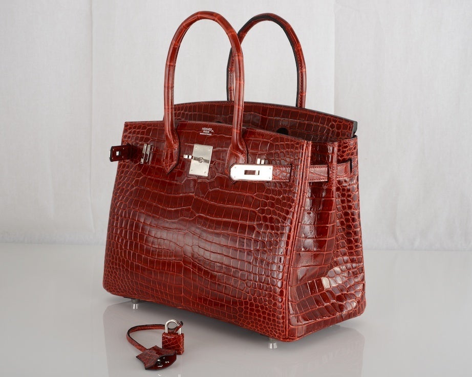 HERMES BIRKIN BAG 30cm CROCODILE ROUGE H POROSUS STUNNIING 2