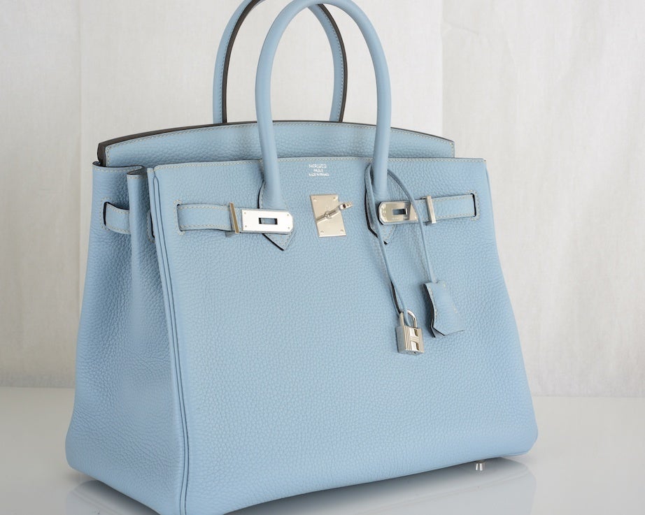 So Pretty New Color Hermes Birkin Bag 35cm Blue Lin Bleu Lin 1