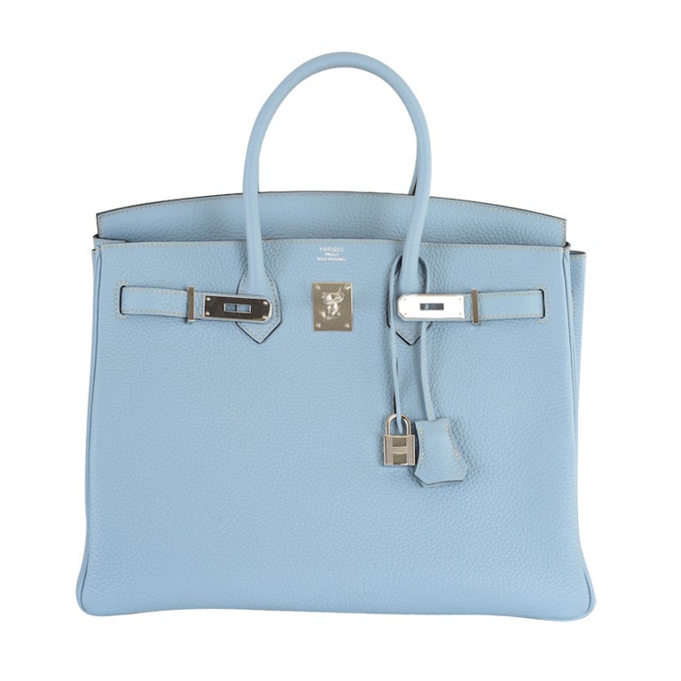 So Pretty New Color Hermes Birkin Bag 35cm Blue Lin Bleu Lin
