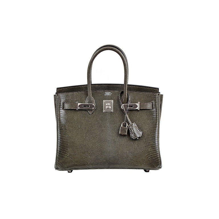 HERMES BIRKIN BAG 30CM VERT OLIVE LIZARD 1ST EVER IN 30CM