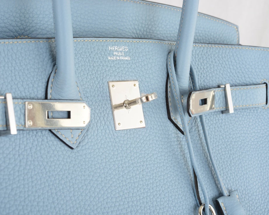 So Pretty New Color Hermes Birkin Bag 35cm Blue Lin Bleu Lin 3