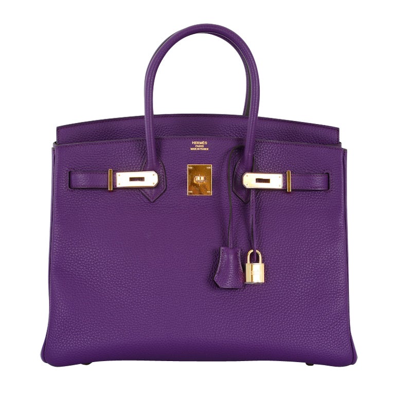 NEW 2DIE4 COLOR HERMES BIRKIN BAG ULTRA VIOLET WITH GOLD HARDWAR