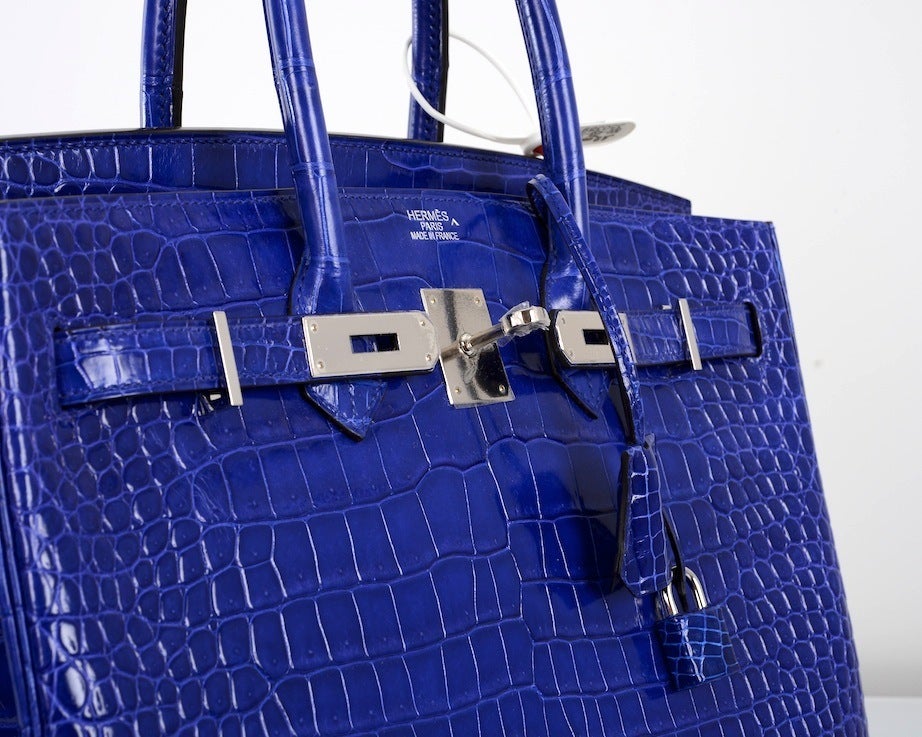 Hermes BIRKIN BAG 35CM BLUE ELECTRIC * BLEU ELECTRIQUE CROCODILE 4