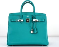 NEW COLOR HERMES BIRKIN BAG 35cm BLUE PAON EPSOM. THE BEST!