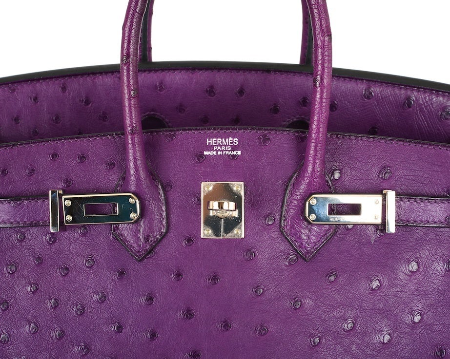 VERY SPECIAL HERMES BIRKIN BAG OSTRICH VIOLET PALLADIUM HARDWARE ...  