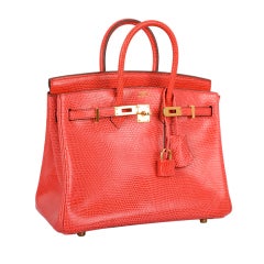 GOT IT! HERMES BIRKIN BAG 25CM BOUGENVILLE LIZARD GOLD HARDWARE