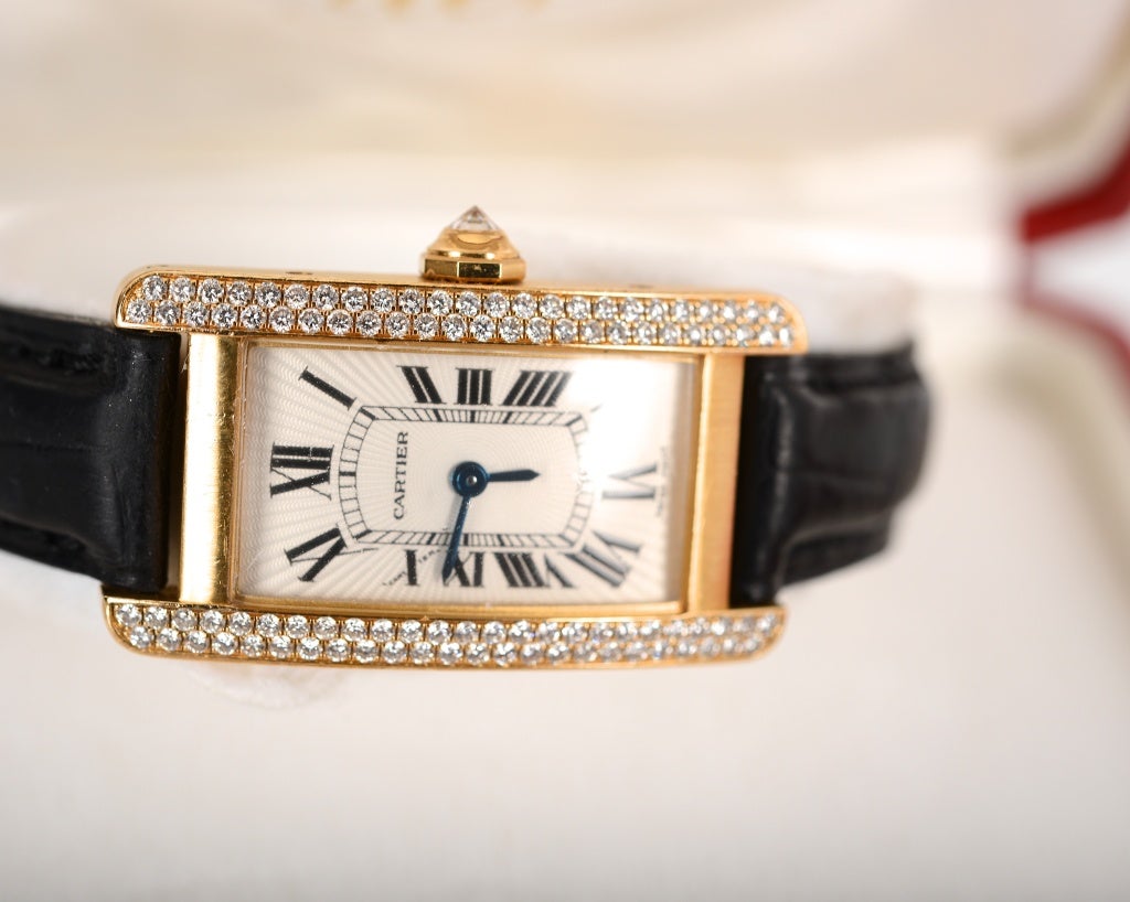 CARTIER TANK AMERICAINE YELLOW GOLD & DIAMONDS WATCH MUST SEE!

SUPER DEAL!

AS ALWAYS..PERFECTION! CARTIER TANK AMERICAINE 18K GOLD WITH DIAMONDS GORGEOUS WATCH PRE-LOVED PERFECT CONDITION JUST NEEDS POLISH! COMES WITH  THE ORIGINAL BOX AND A