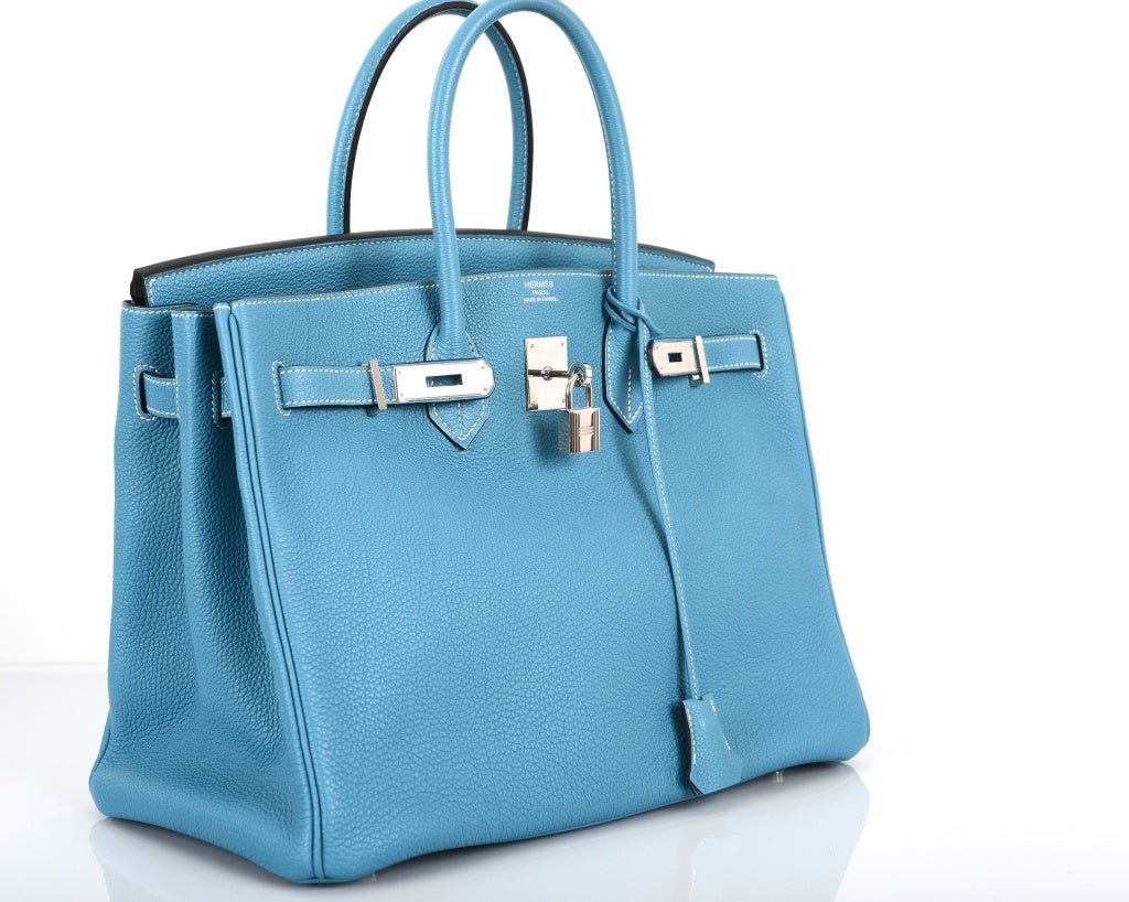 Hermes Blue Iris Ostrich Birkin 30cm  