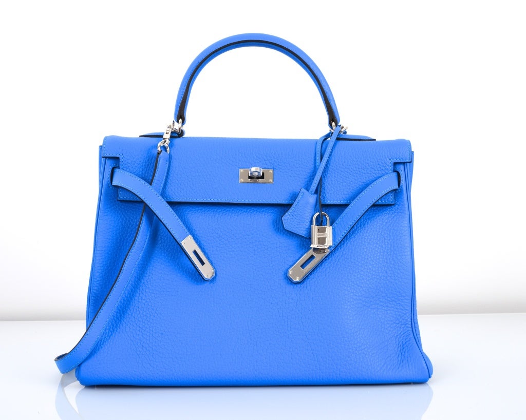 NEW COLOR HERMES KELLY BAG 35CM BLUE HYDRA THE MOST INTENSE BLUE 6