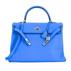 NEW COLOR HERMES KELLY BAG 35CM BLUE HYDRA THE MOST INTENSE BLUE
