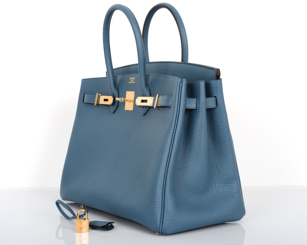 NEW COLOR HERMES 35CM BIRKIN BAG BLUE TEMPETE SIMPLY ZBEST WITH 1
