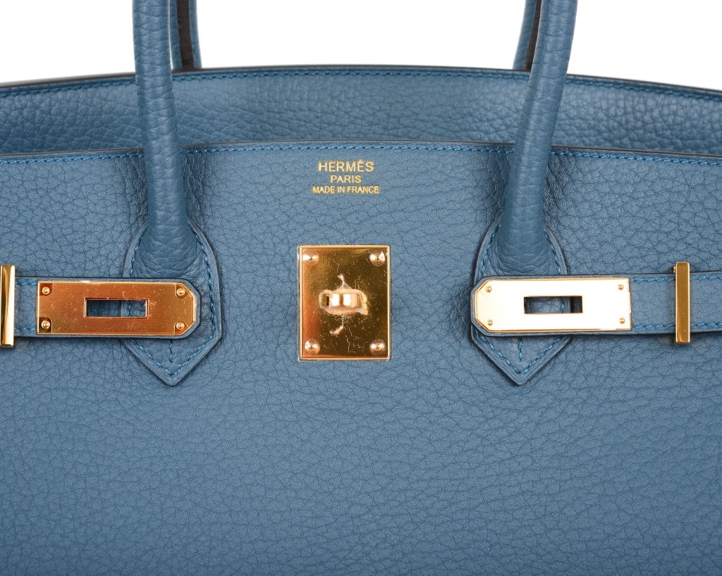 NEW COLOR HERMES 35CM BIRKIN BAG BLUE TEMPETE SIMPLY ZBEST WITH 3
