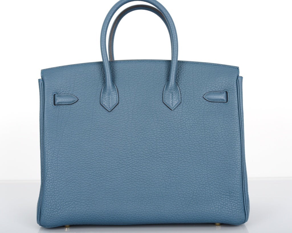 NEW COLOR HERMES 35CM BIRKIN BAG BLUE TEMPETE SIMPLY ZBEST WITH 5