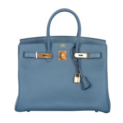 NEW COLOR HERMES 35CM BIRKIN BAG BLUE TEMPETE SIMPLY ZBEST WITH