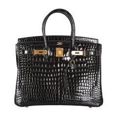 The "It" Bag Hermes Birkin Bag 35cm Black Crocodile Gold Hardwar