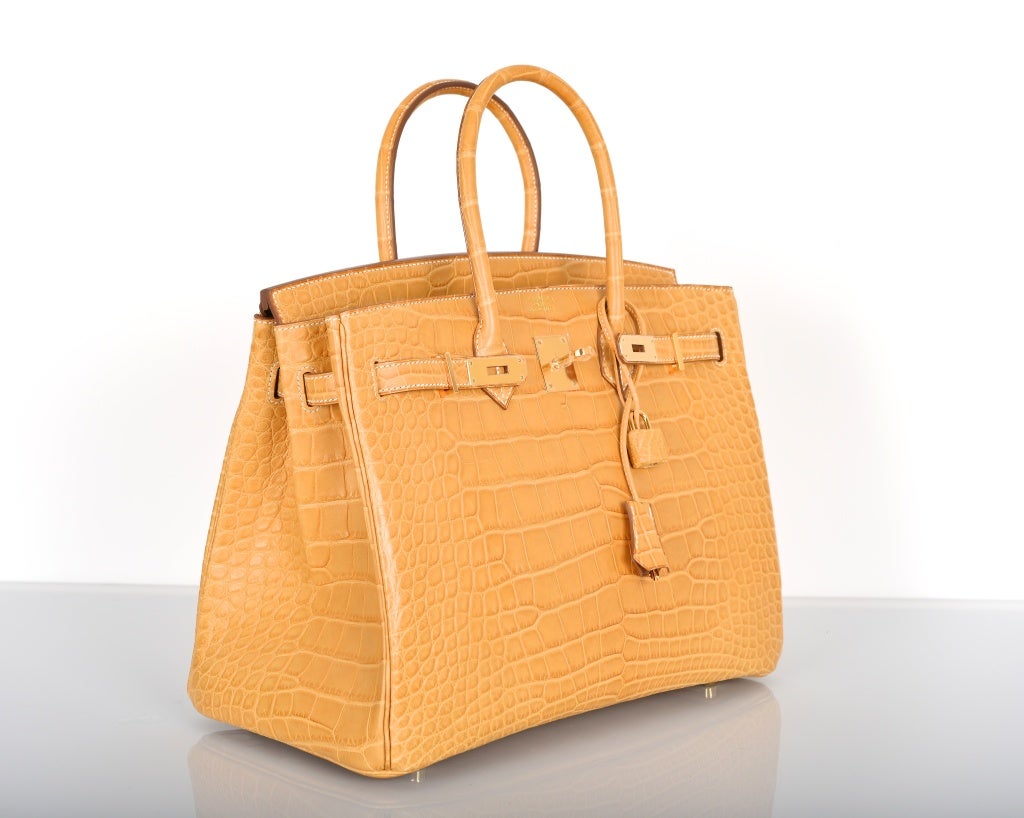 NEW COLOR HERMES BIRKIN BAG 35cm CROCODILE MATTE MAIS W GOLD HW at ...