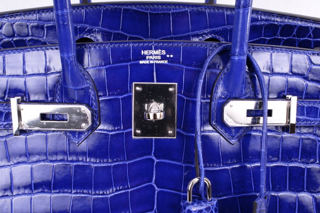 Women's Hermes Birkin Bag 30cm Blue Electric Crocodile Nilo Palladium
