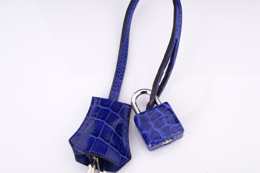 Hermes Birkin Bag 30cm Blue Electric Crocodile Nilo Palladium 4