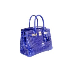 Hermes Birkin Bag 30cm Blue Electric Crocodile Nilo Palladium