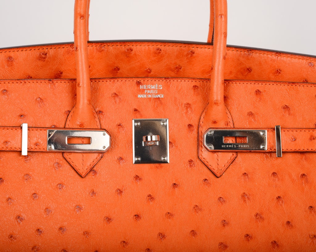 Hermes Birkin Bag Ostrich Leather Gold Hardware In Orange