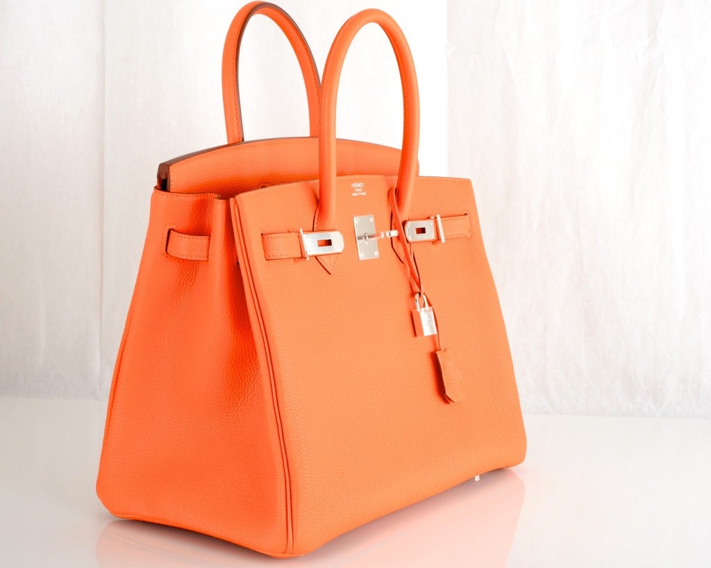 Hermes Birkin Bag 35Cm Hot Orange Palladium Hardware In New Condition In NYC Tri-State/Miami, NY