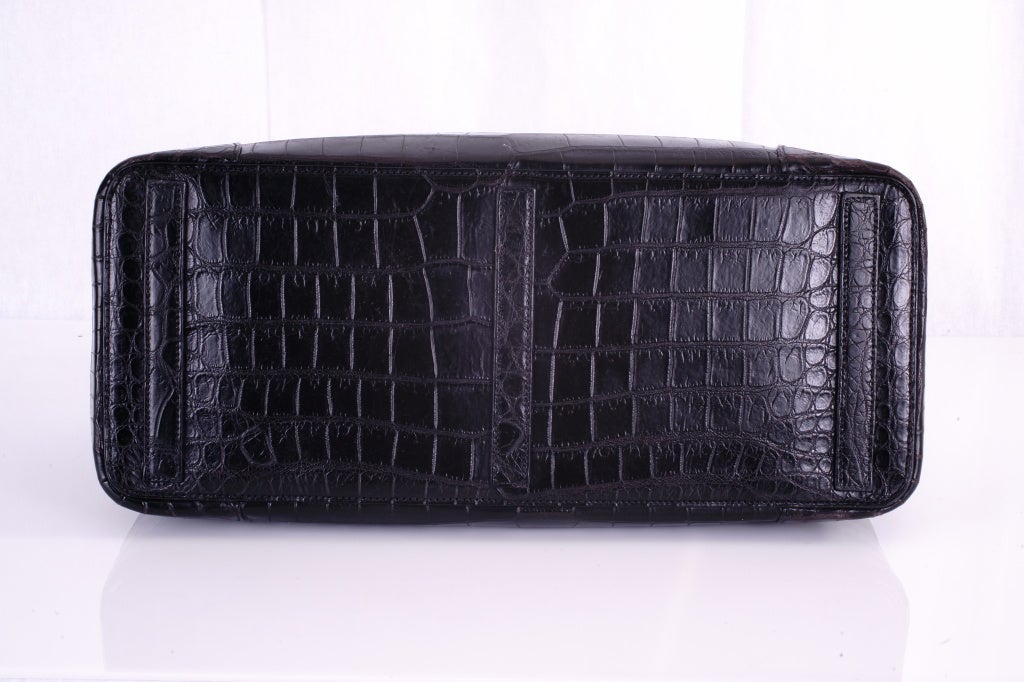 Ralph Lauren Crocodile Bag, Black with Gold Hardware 7
