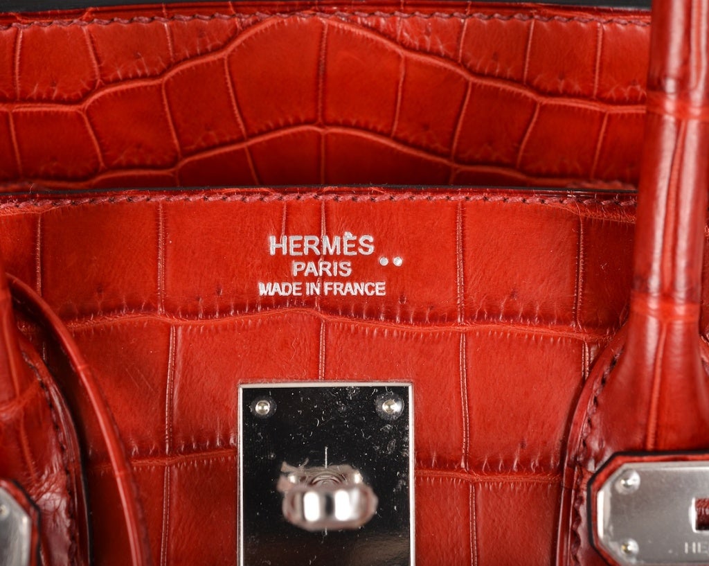 tan handbags - HERMES BIRKIN BAG 35cm ROUGE H MATTE CROCODILE PALLADIUM HW at 1stdibs